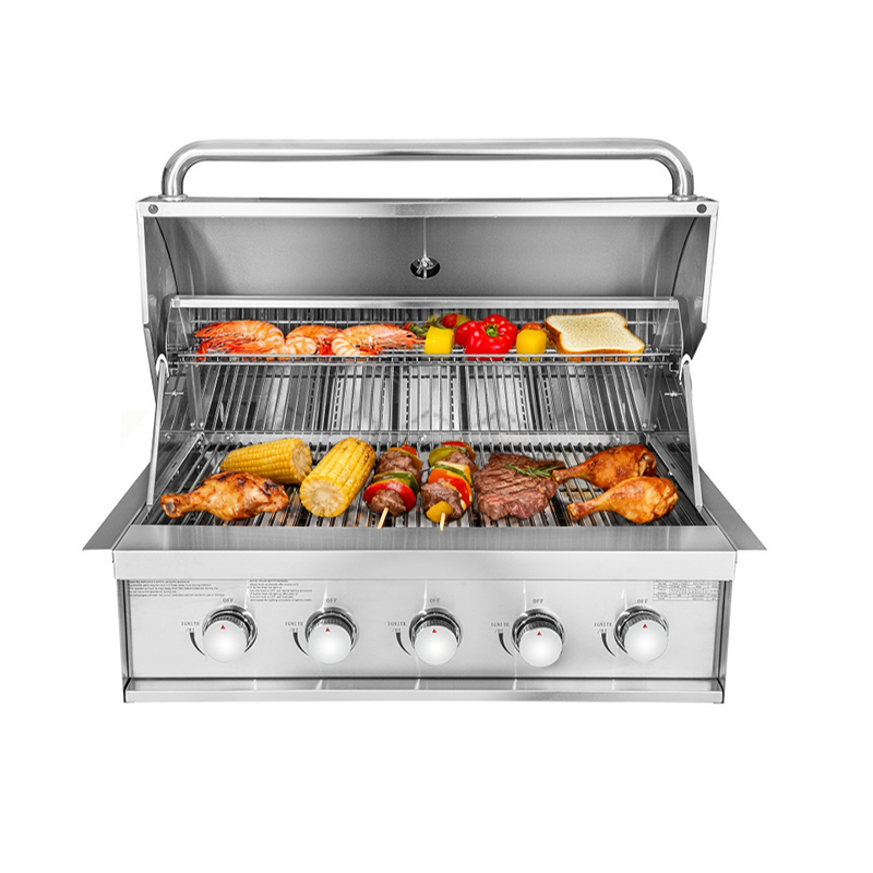 5-Burner Built-In Gas Grill – Heavy-Duty Outdoor BBQ Grill for Kitchen & Backyard Use