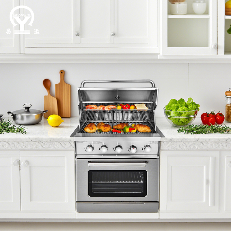 5-Burner Built-In Gas Grill – Heavy-Duty Outdoor BBQ Grill for Kitchen & Backyard Use