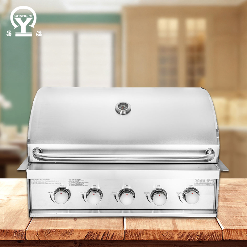 5-Burner Built-In Gas Grill – Heavy-Duty Outdoor BBQ Grill for Kitchen & Backyard Use