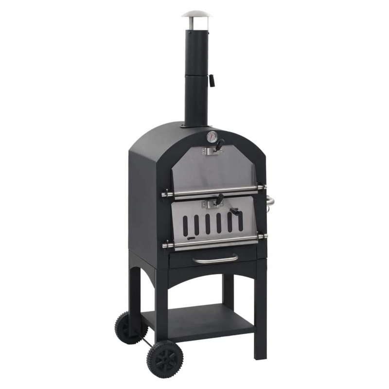 Steel Charcoal Pizza Oven with Fireclay Stone – Outdoor Wood-Fired Pizza Oven for Backyard Cooking