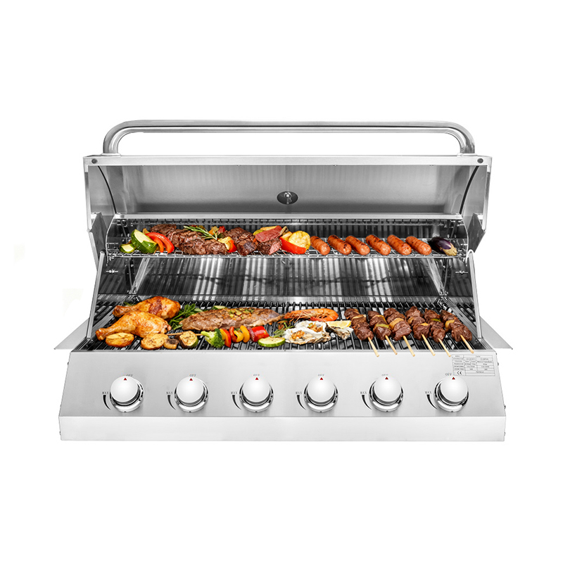 6-Burner Built-In Gas Grill – Heavy-Duty Stainless Steel BBQ Grill for Outdoor Kitchens