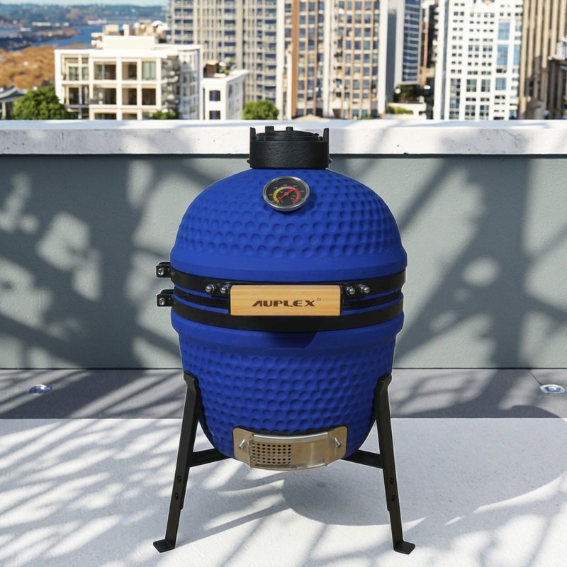 Auplex 13-Inch Kamado Ceramic BBQ Grill with Electronic Ignition – Portable Outdoor Smoker & Grill