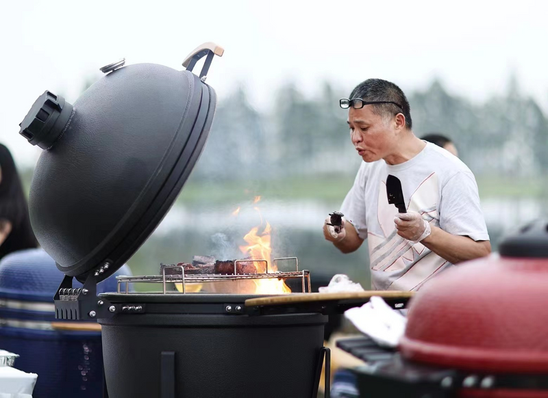 24-Inch Kamado Ceramic Charcoal Grill – Premium Outdoor BBQ Smoker with Stainless Steel Components